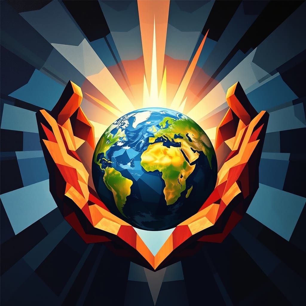 Cubist Earth Opens Wide as Salvation Sprouts