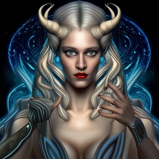 Art Deco Taurus Goddess in 3D Digital Art