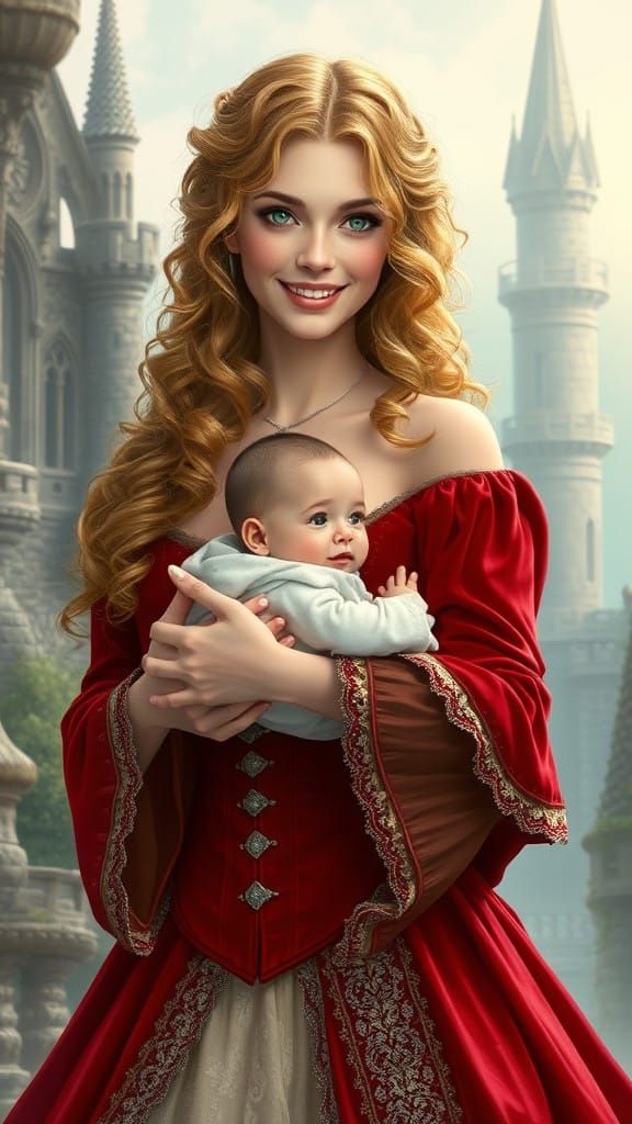 Mother and Child in Enchanted Castle