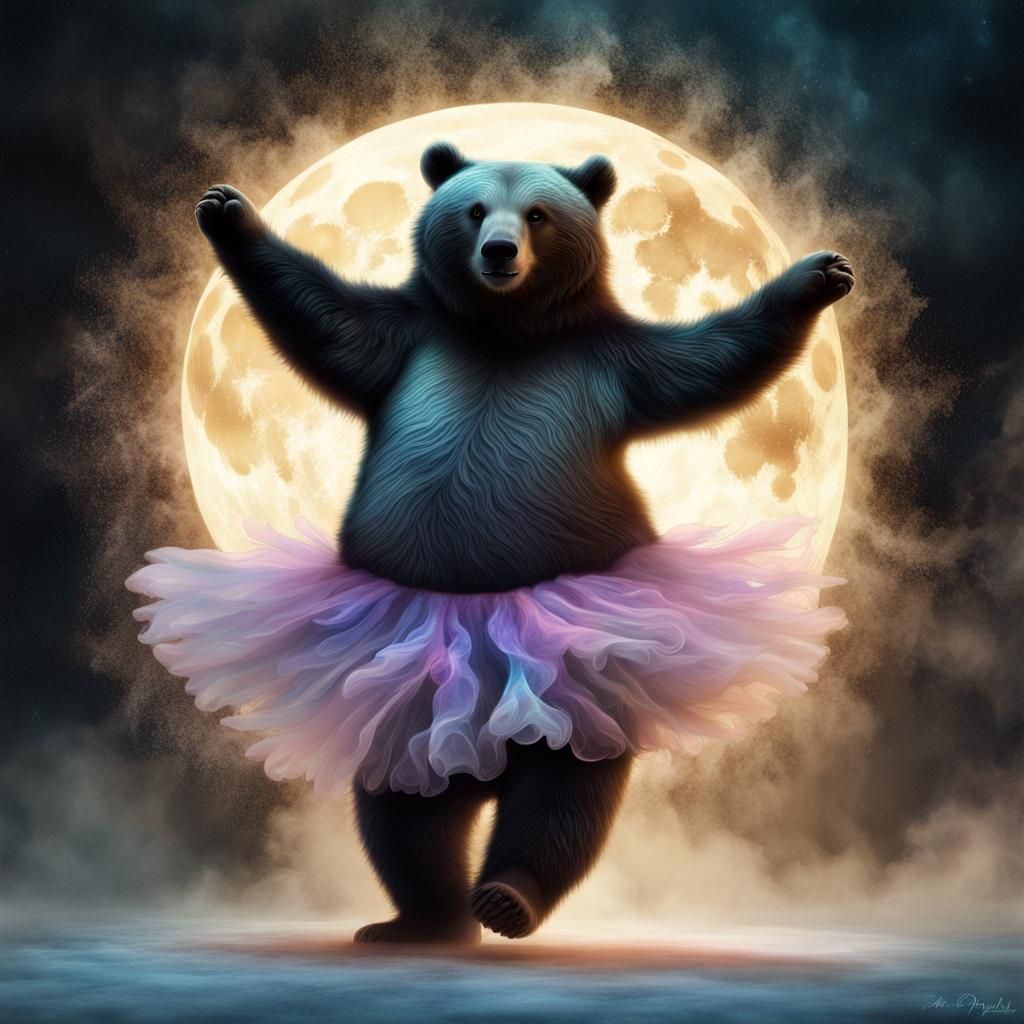 Bioluminescent Moonlit Dance of the Ballerina Bear