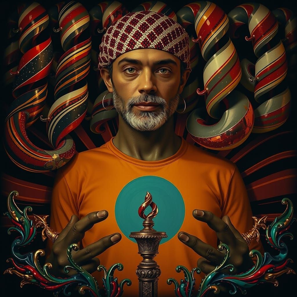 Abstract Swirling Gelato Colors in Bold Stripes