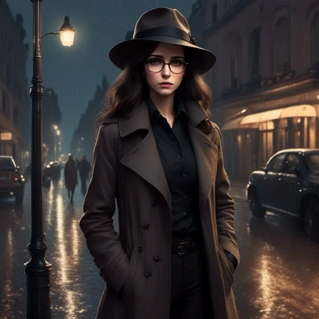 Rainy Night Dallas: Detective in Cyberpunk Style