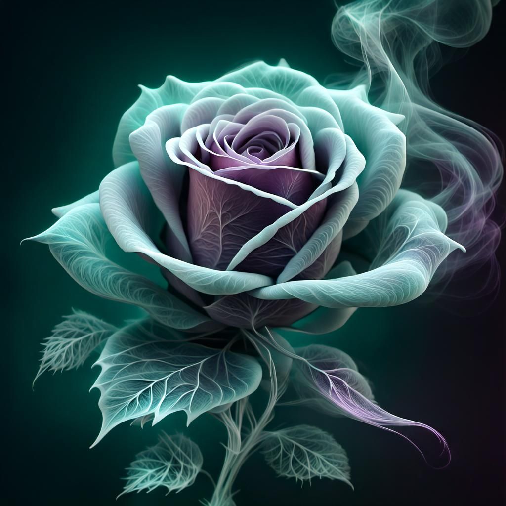 Ethereal Phantom Rose Made of Flowing Smoke