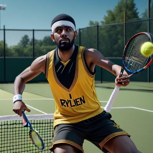 Kyrie Irving Plays Tennis in Detailed Matte Painting