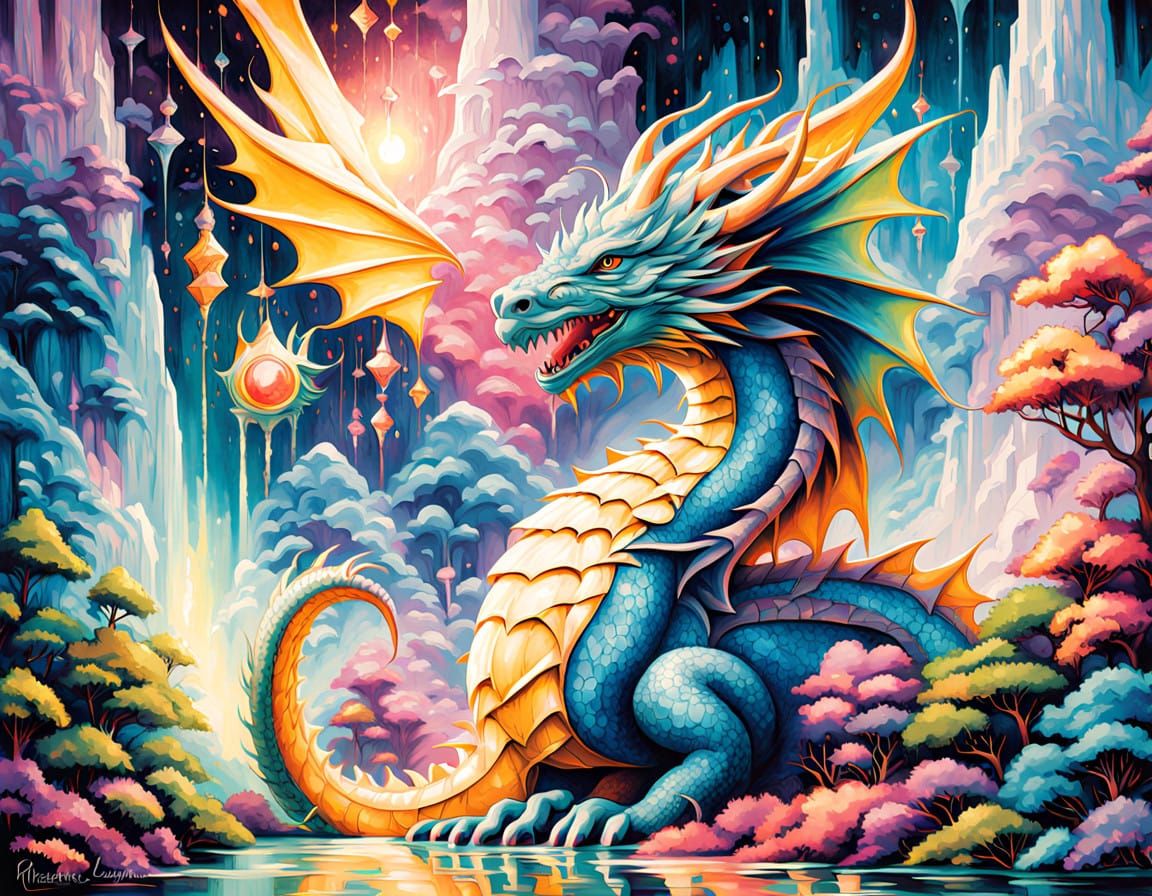 Crystal Dragon Ascends in Radiant Splendor