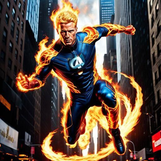Johnny Storm the Human Torch from Marvel Comics.