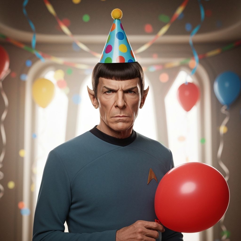 Mr Spock at Birthday Party with Balloon