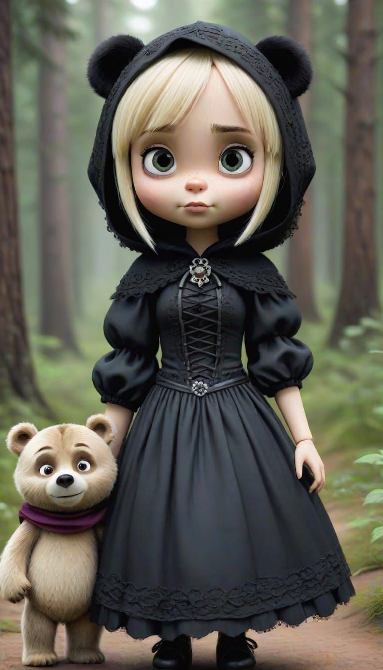 Masha Gothic girl  & the bear