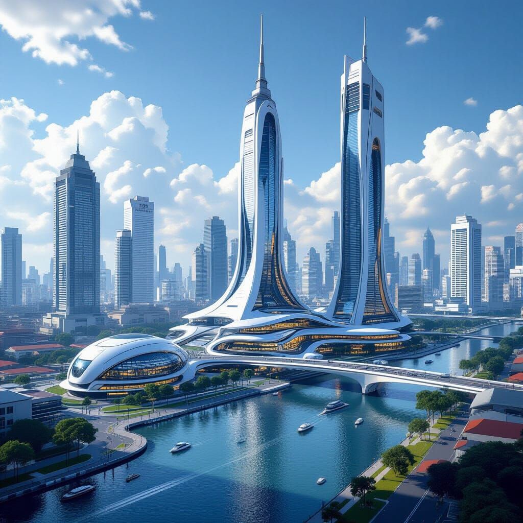 Futuristic Jakarta, Indonesia, in the Year 2050