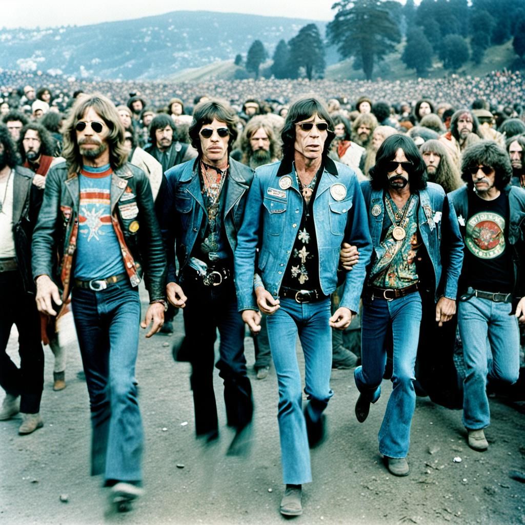 Painted Hippies at Altamont Music Festival