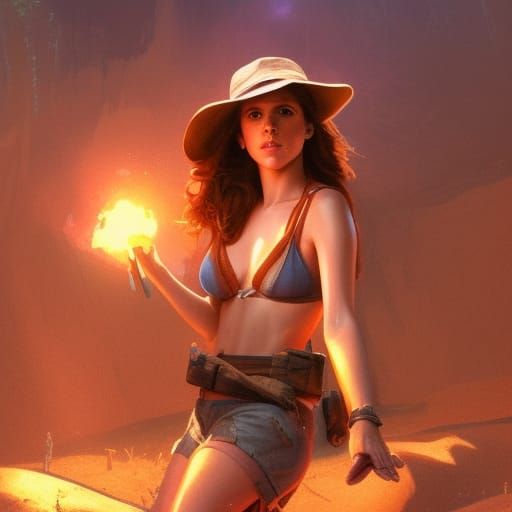 Anna Kendrick as Indiana Jones in Art Nouveau Style