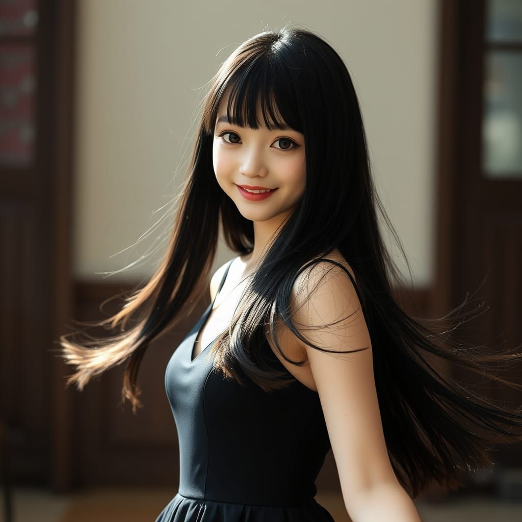 Elegant Girl in Elegant Black Dress