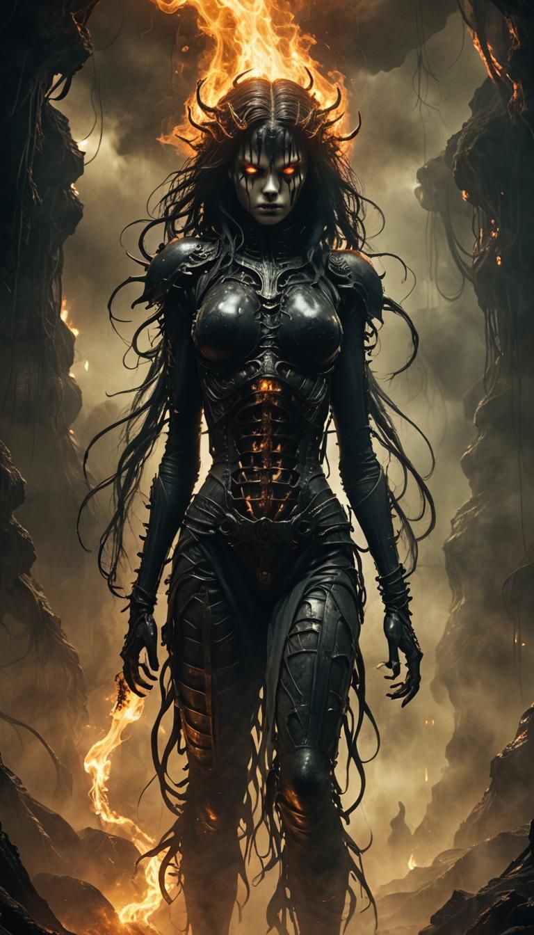 Hellish Titan in Fiery Underworld Concept Art