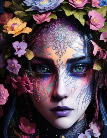 Bioluminescent Forest Flower in Psychedelic Graffiti Art