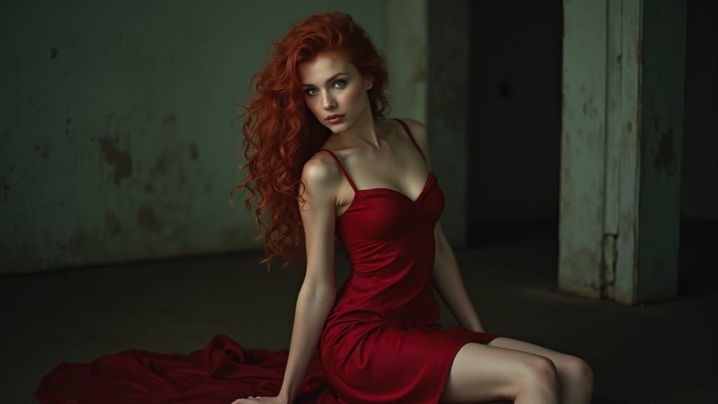 Elegant Redhead in Dramatic Cinema Style