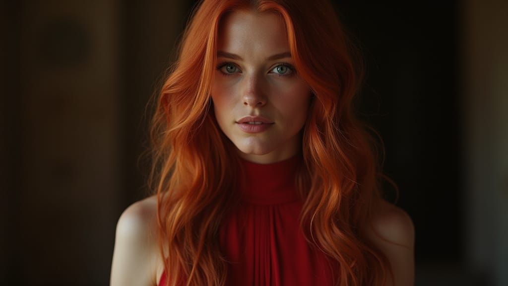 Elegant Redhead in Cinematic Style