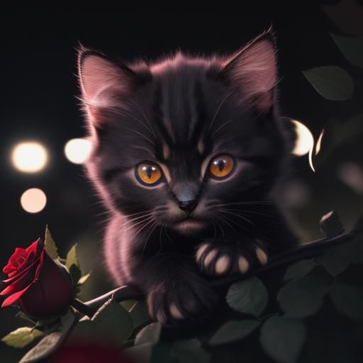 Mysterious Feline Figure in Midnight Bloom