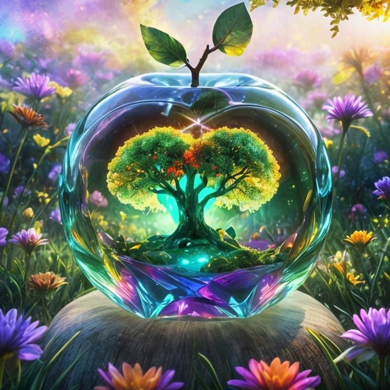 Enchanted Forest in Glass Apple, Soft Floral Dream