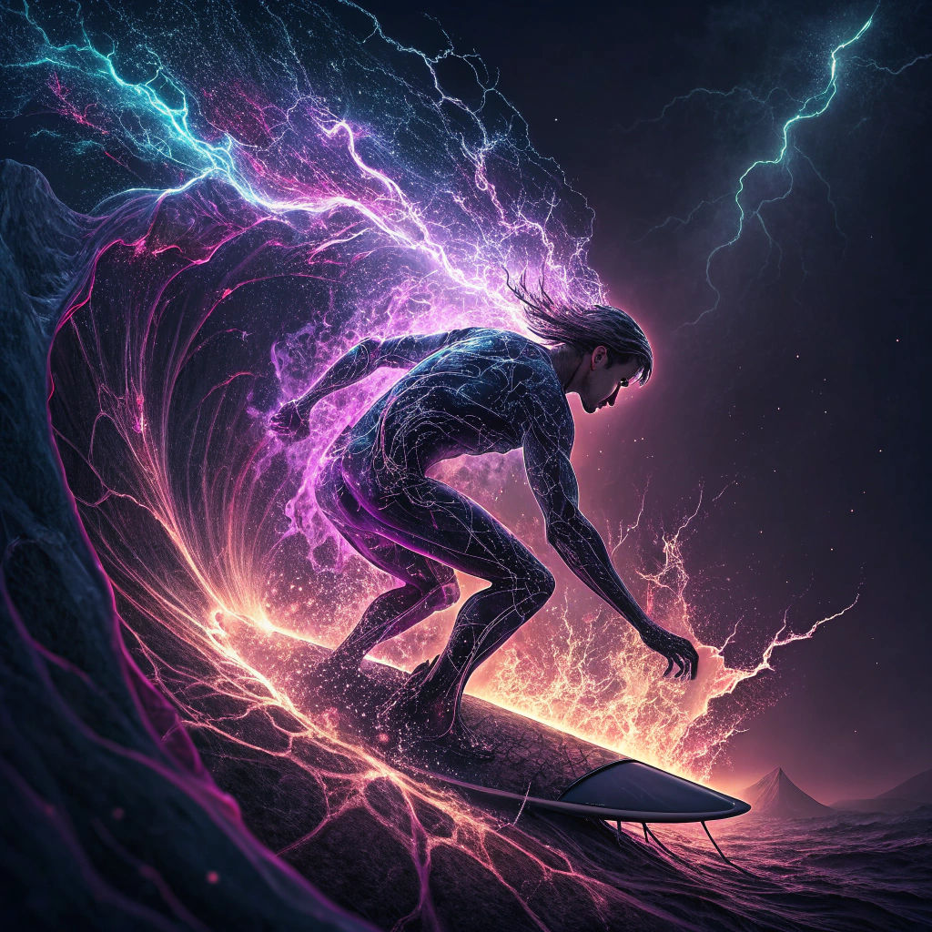 Surfer as Fractal Electrostatic Discharge
