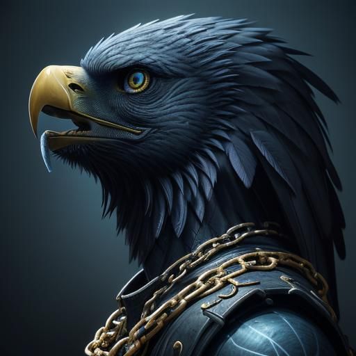 Chained Eagle in Void: Dark Fantasy Digital Art