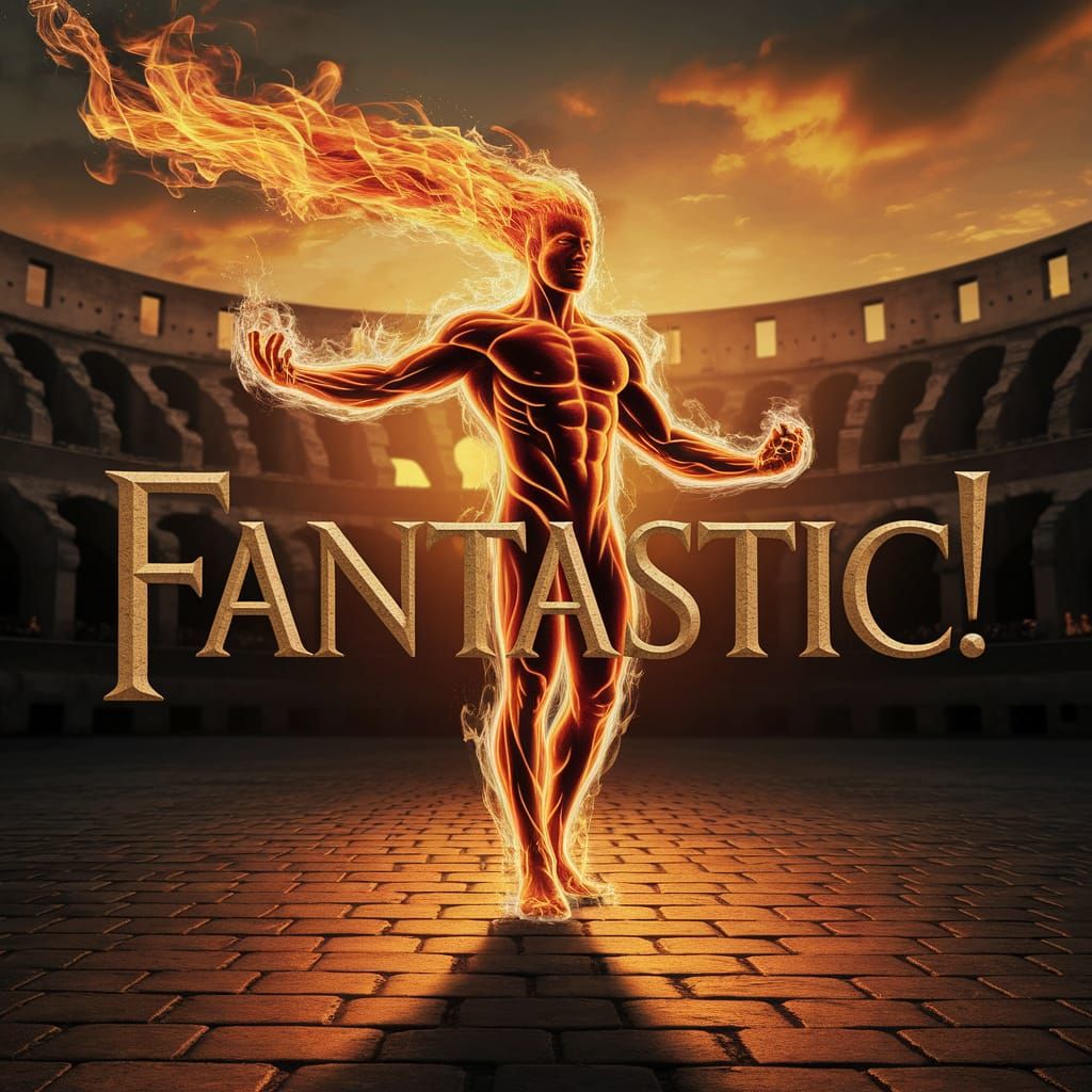 The Human Torch Blazes in Ancient Roman Coliseum