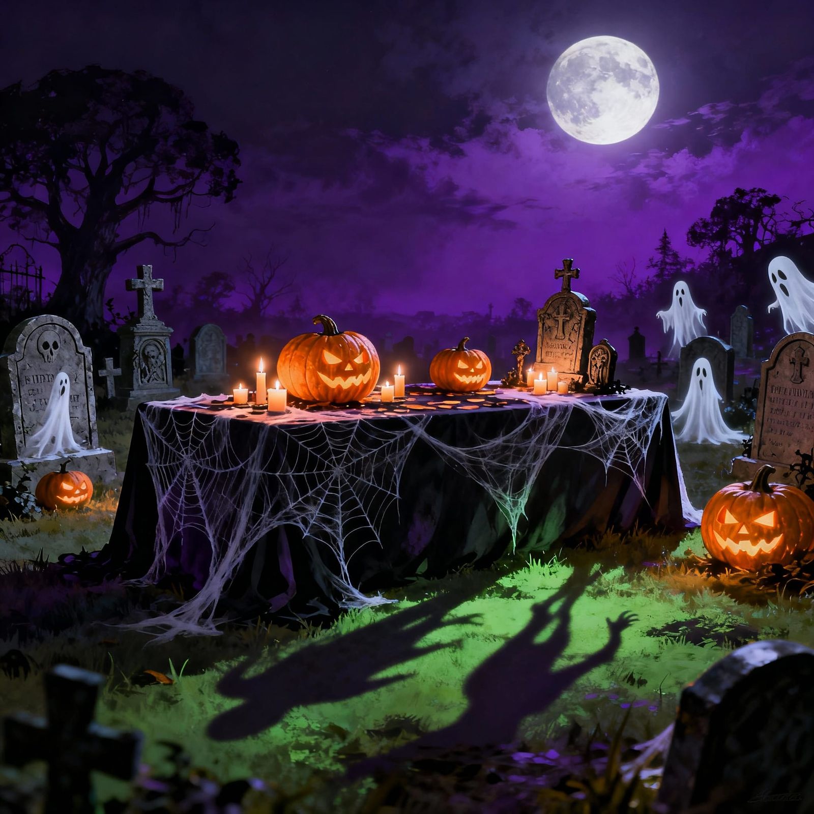 Spooky Cemetery Birthday Party in Dark Fantasy Style