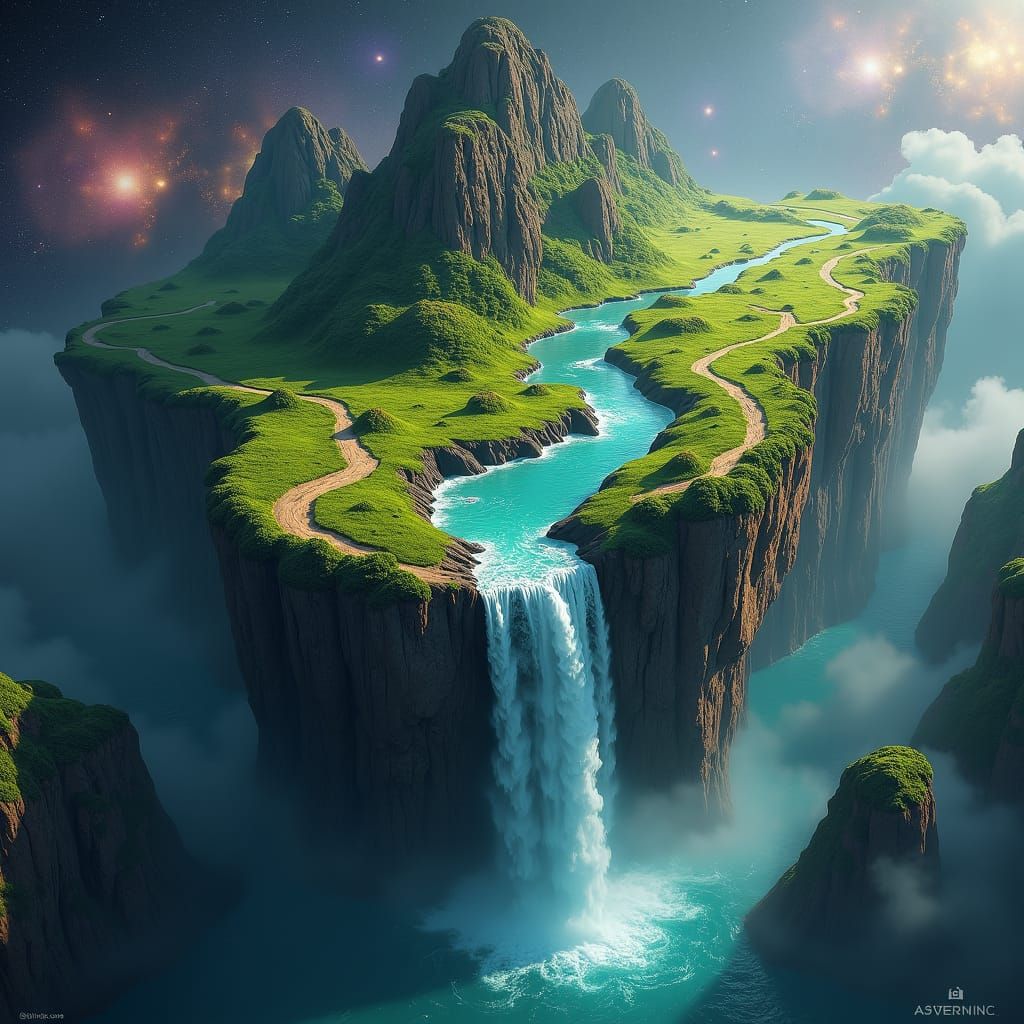 Floating Island in Space: 3D Concept Art