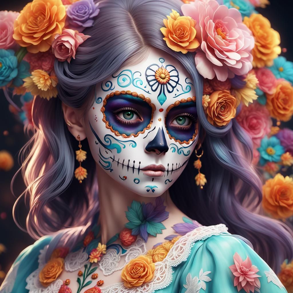 Woman with Día de los Muertos Face Paint
