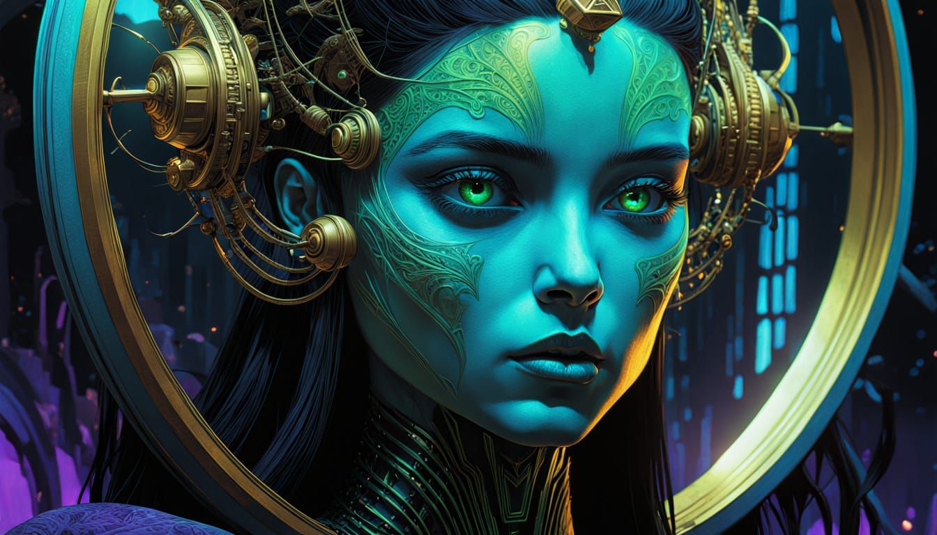 Fractured Portrait in a Dark Fantasy Style