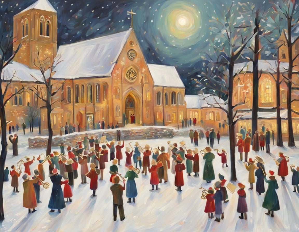 Outdoor Christmas carol service with the Salvation Army band