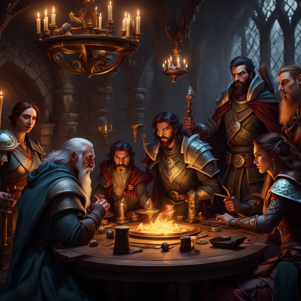 D&D Party Playing Dungeons and Dragons