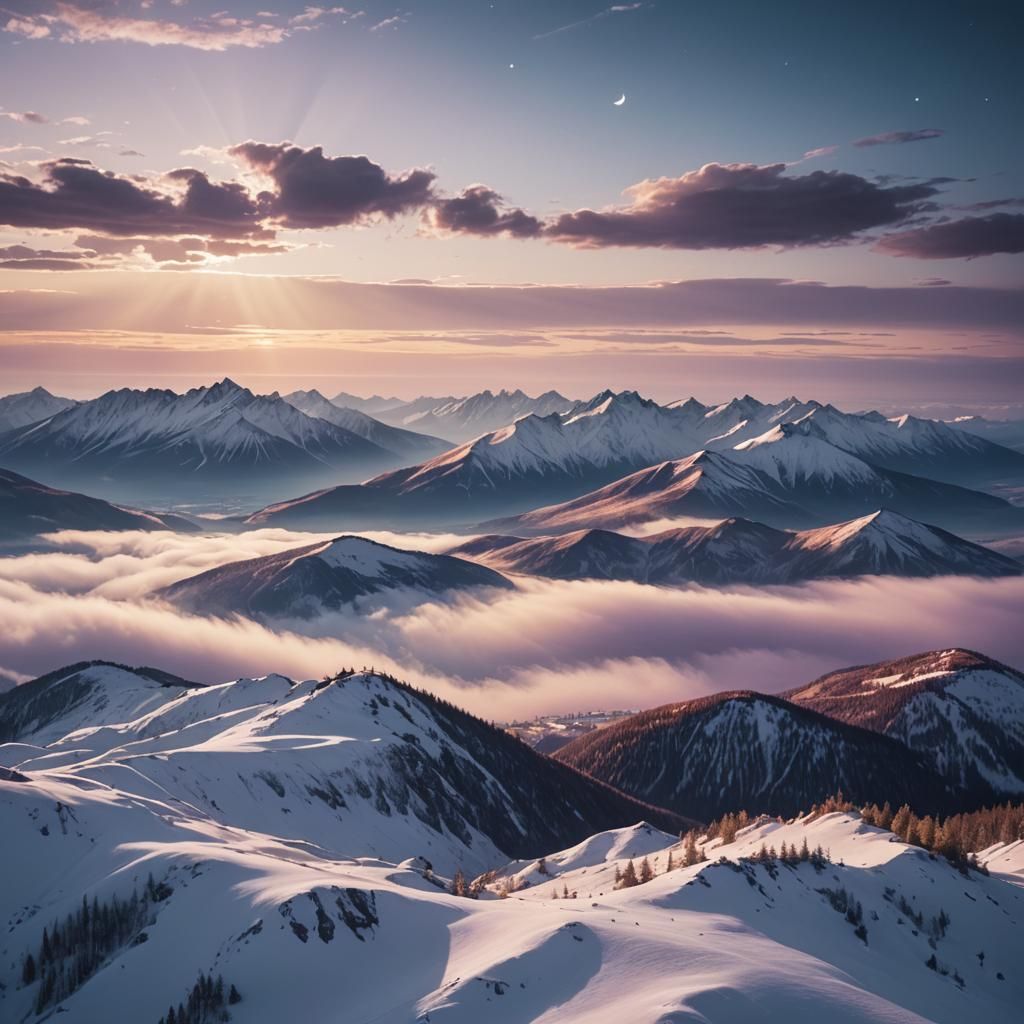 Ethereal Northern Landscape at Night in Pastel Colors