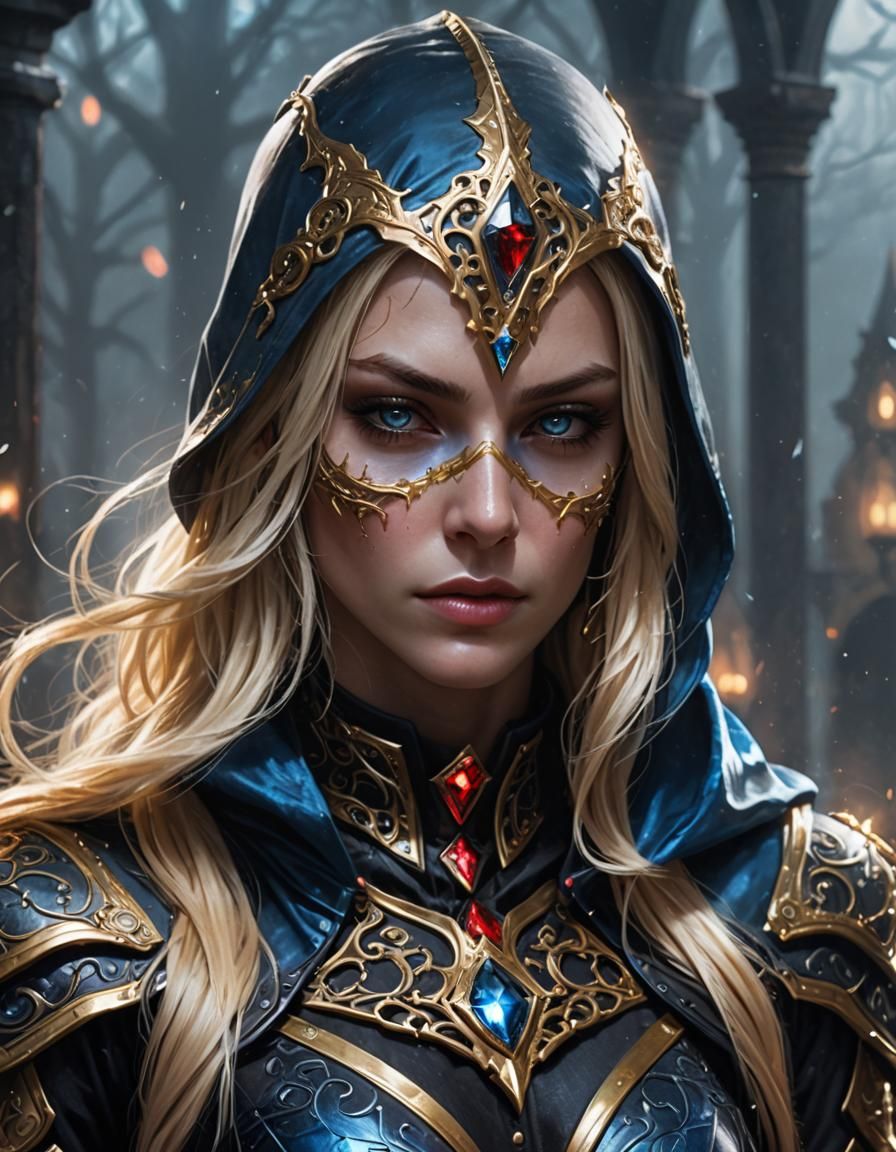 Fantasy Assassin in Mystical Temple: Digital Matte Painting