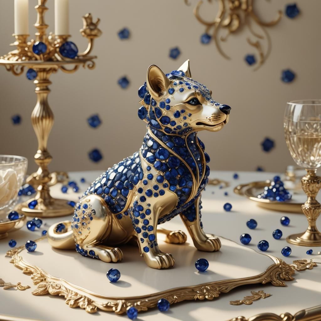 Sapphire Animal Figurine on French Provincial Table