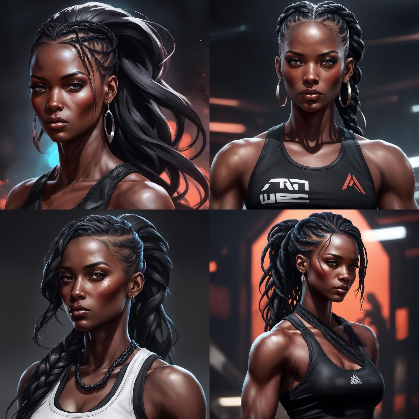 Black Stud Girl Portrait in Hyperdetailed Style