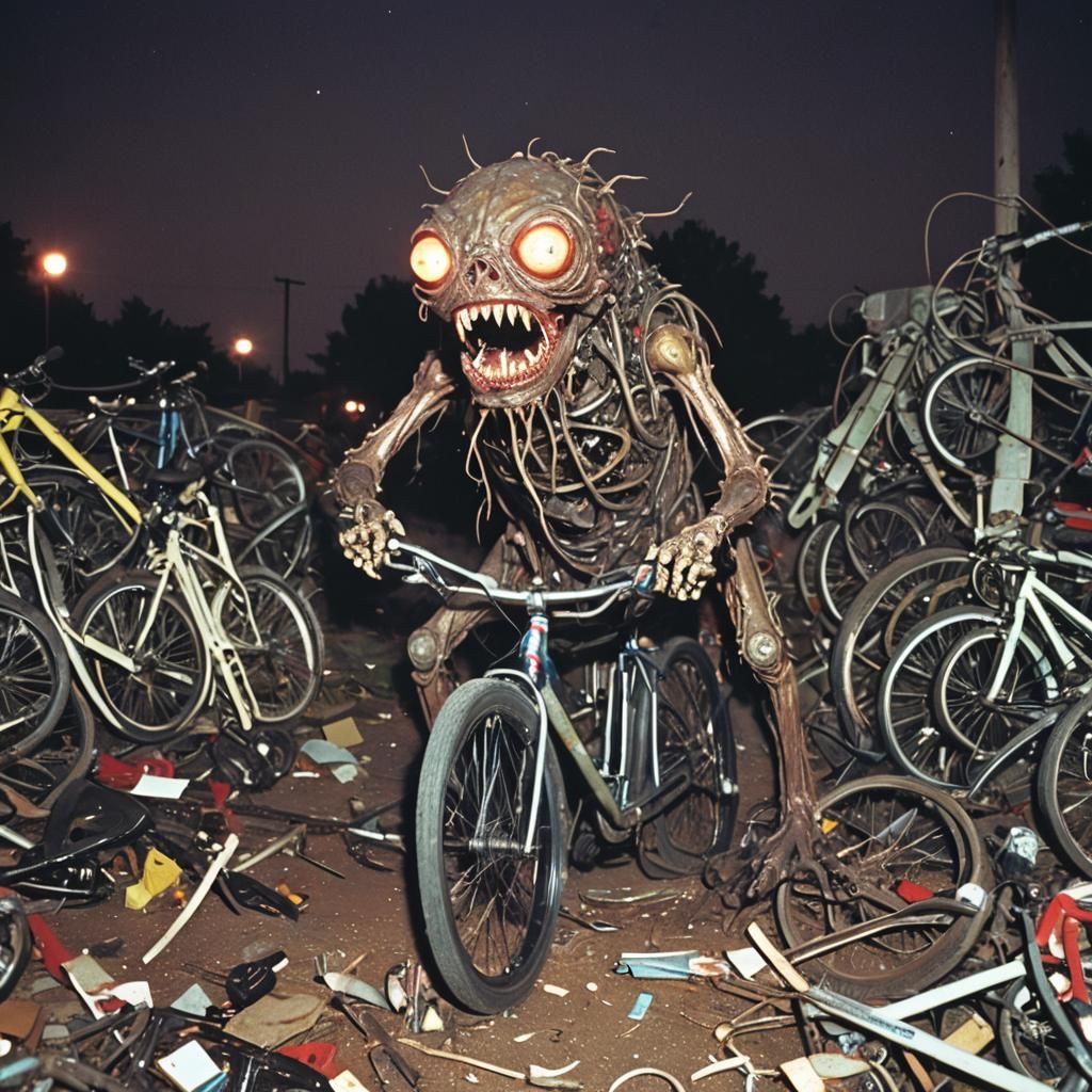 Cybernetic Monster Eats Bicycles: Analog Horror VHS Still
