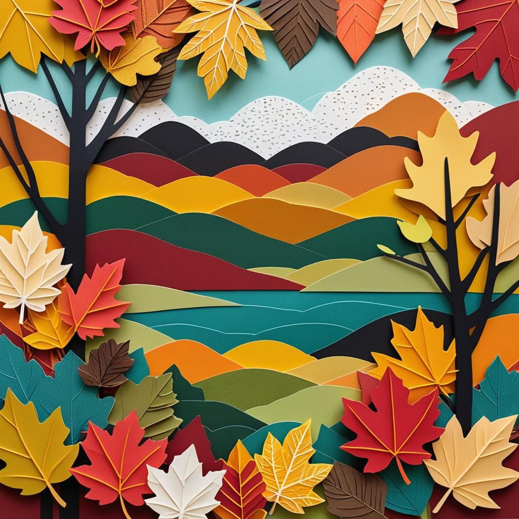 Colorful Layered Paper Autumn Landscape