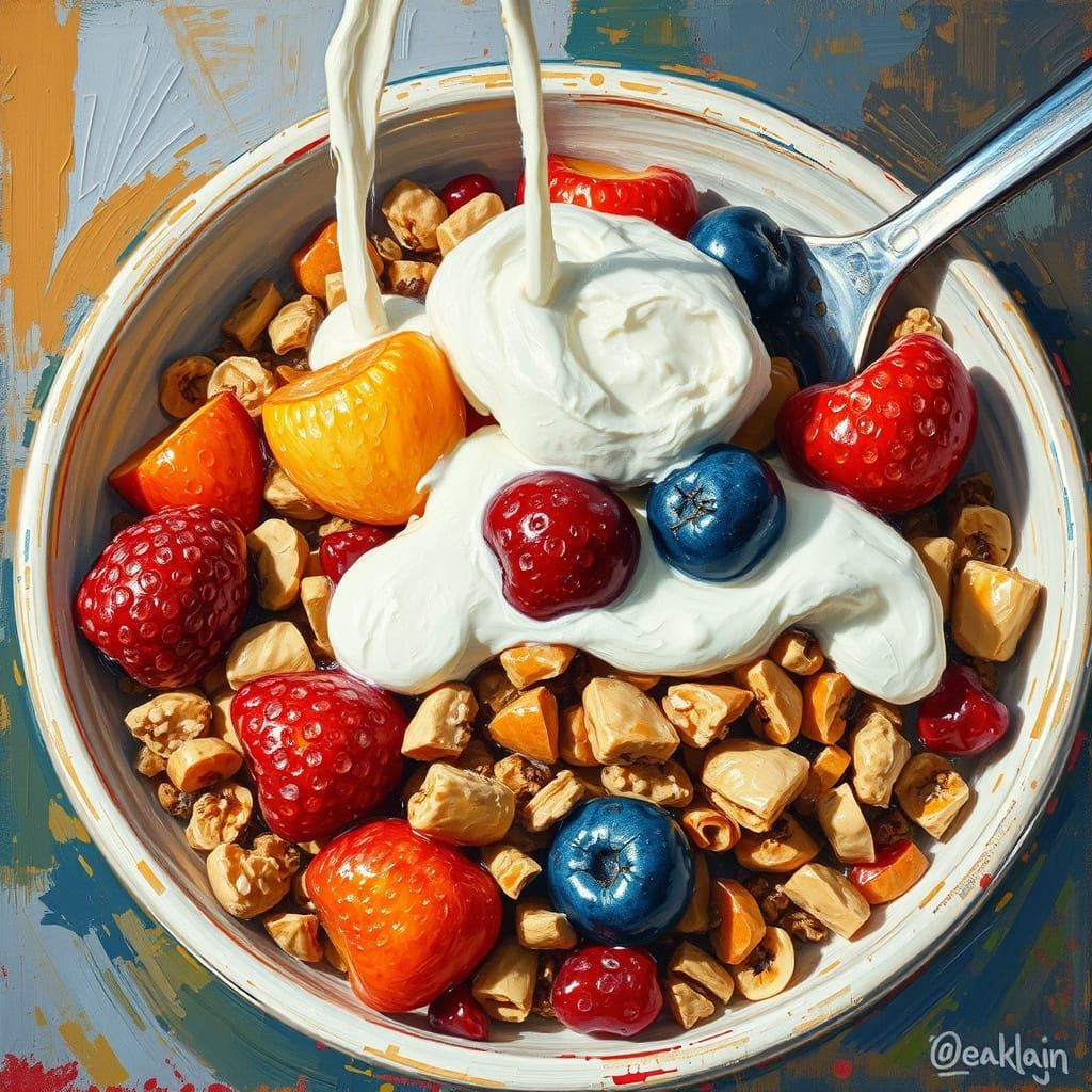 Muesli Bowl in Neo-Impressionist Style