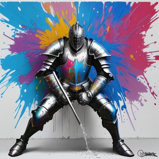 Knight in Shining Armor Graffiti Art