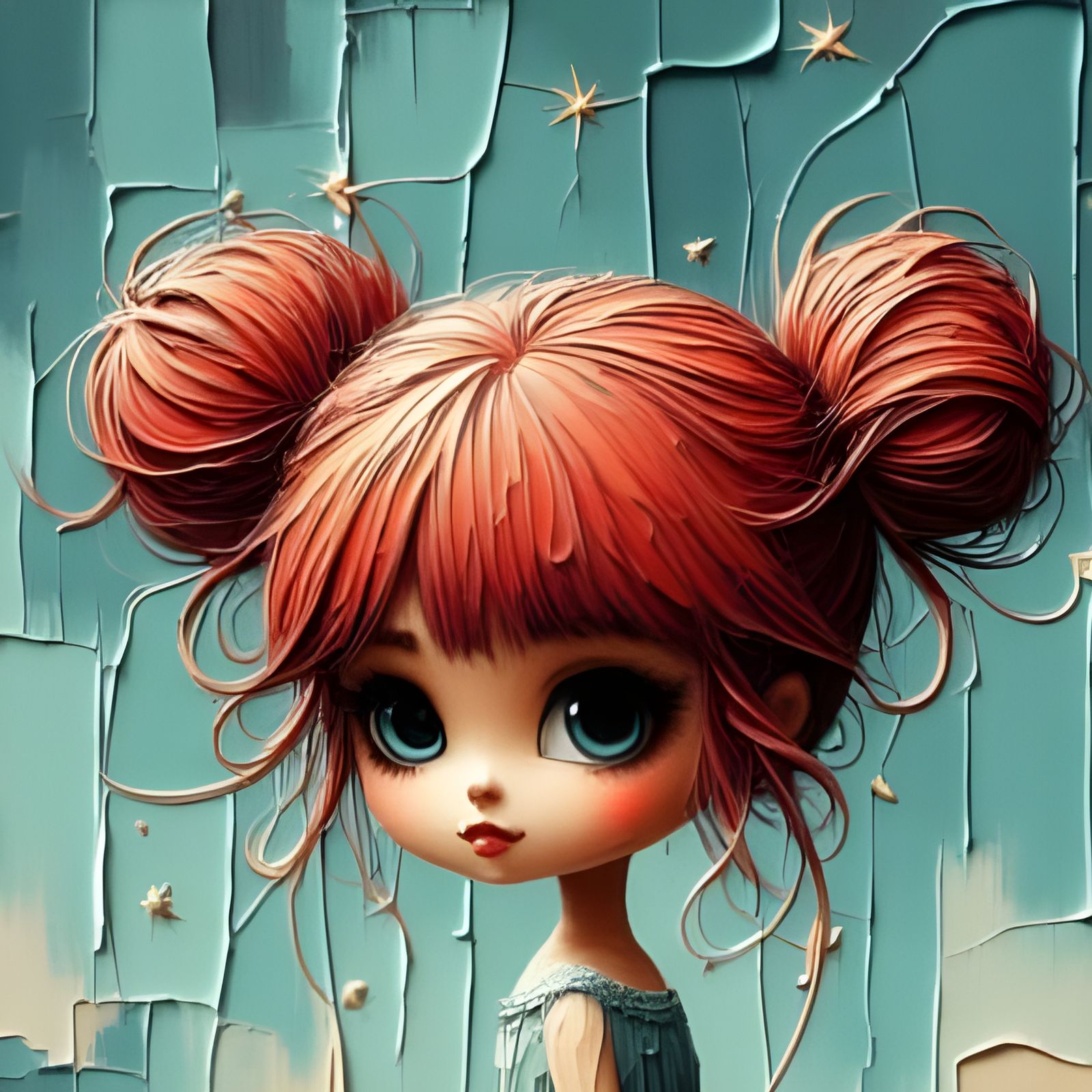 Whimsical Moonlit Scene as Impasto Painting