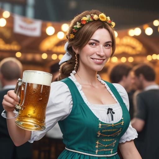 Oktoberfest Celebration: Woman with Beer Stein