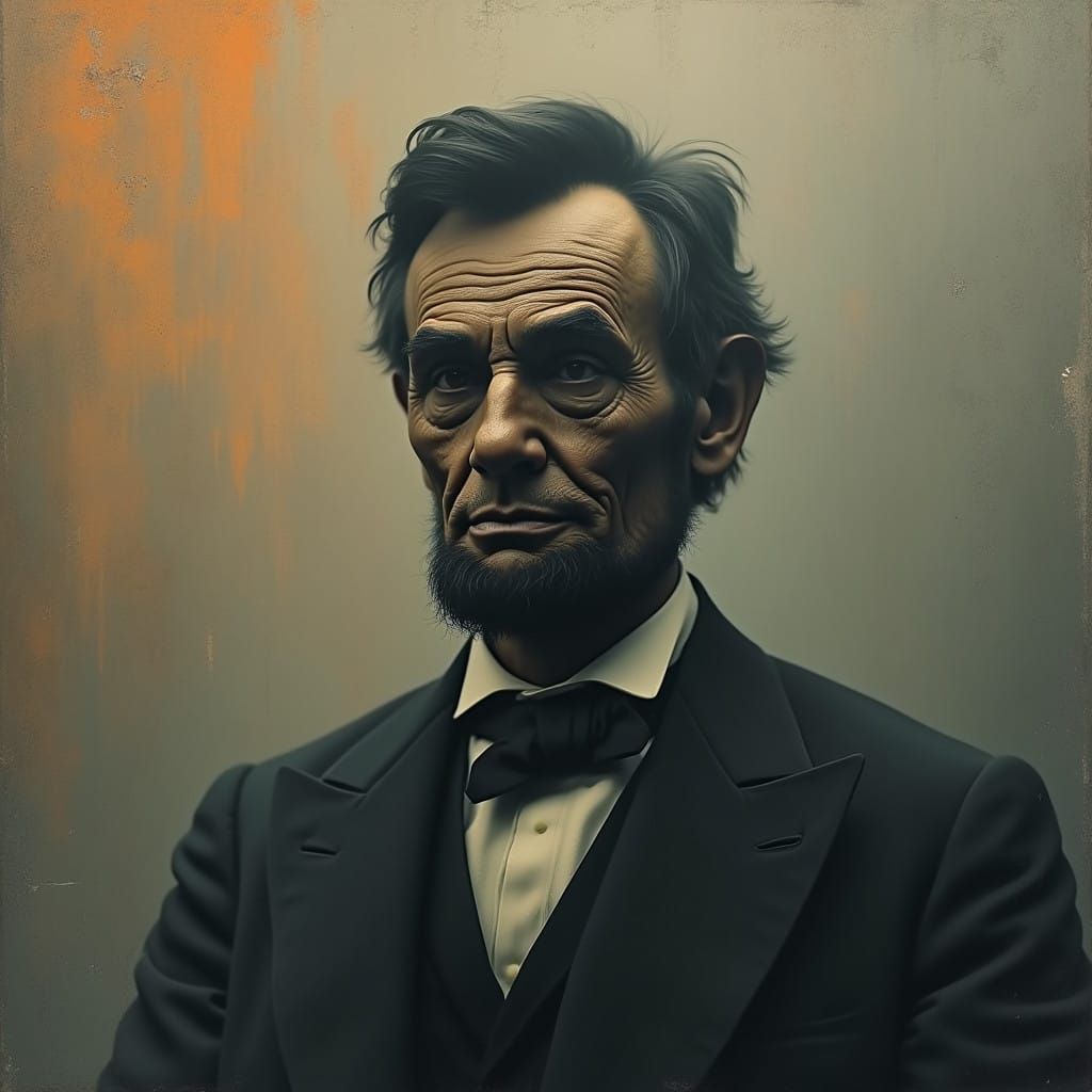 Lincoln in Eerie, Fog-Shrouded Atmosphere, Blending Futurism...