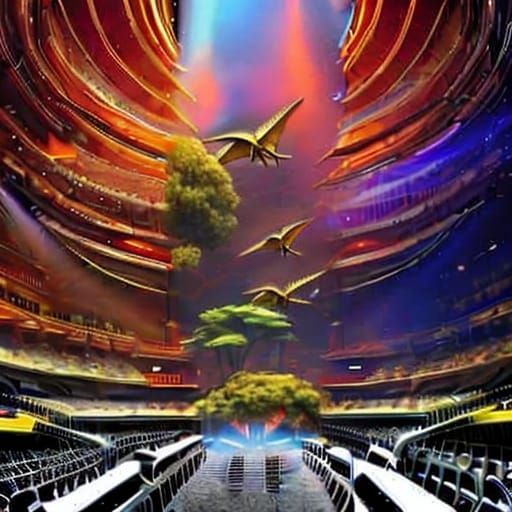 Steampunk Pterodactyl in Hyperrealistic Action Painting