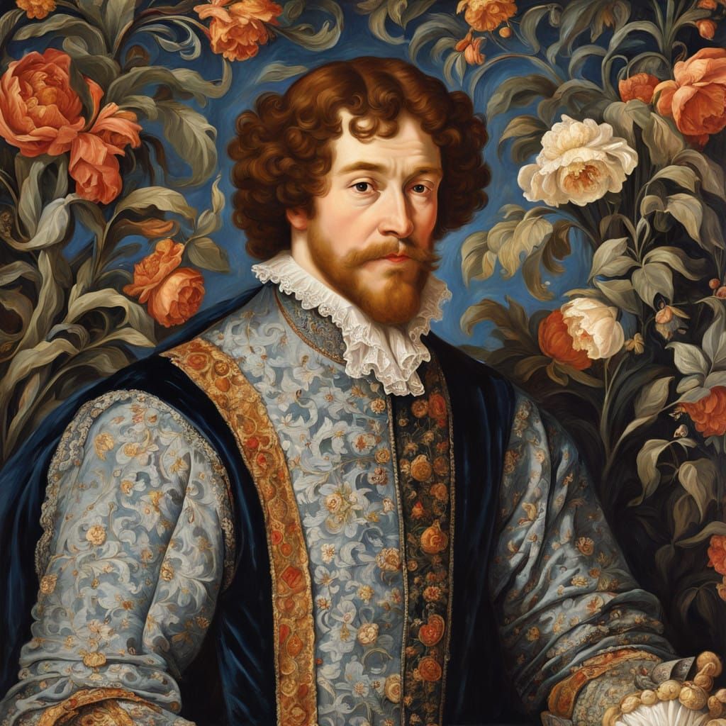 Regal Nobleman in Lavish 17th Century Attire