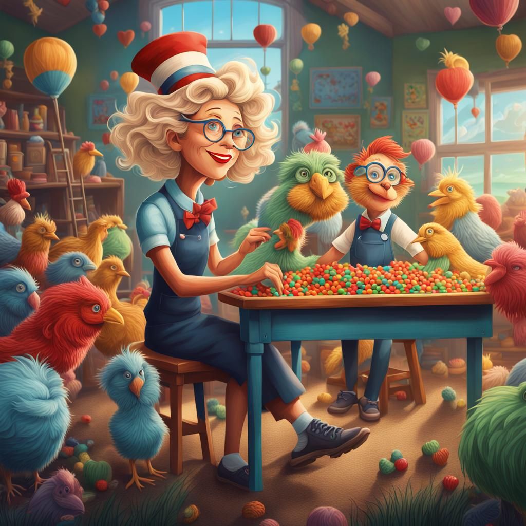 Dr. Seuss Style Teacher in Candy Land