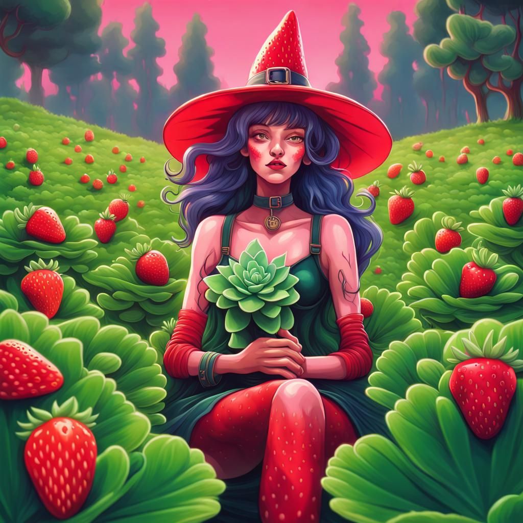 Strawberry Witch in Candyland Art Style