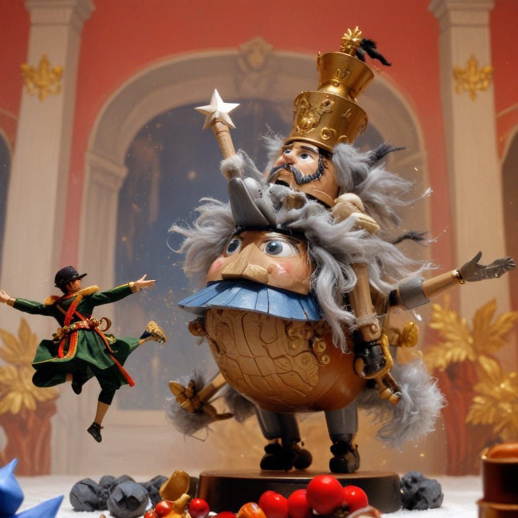 A Delicate Ballerina in a Christmas Nutcracker Scene