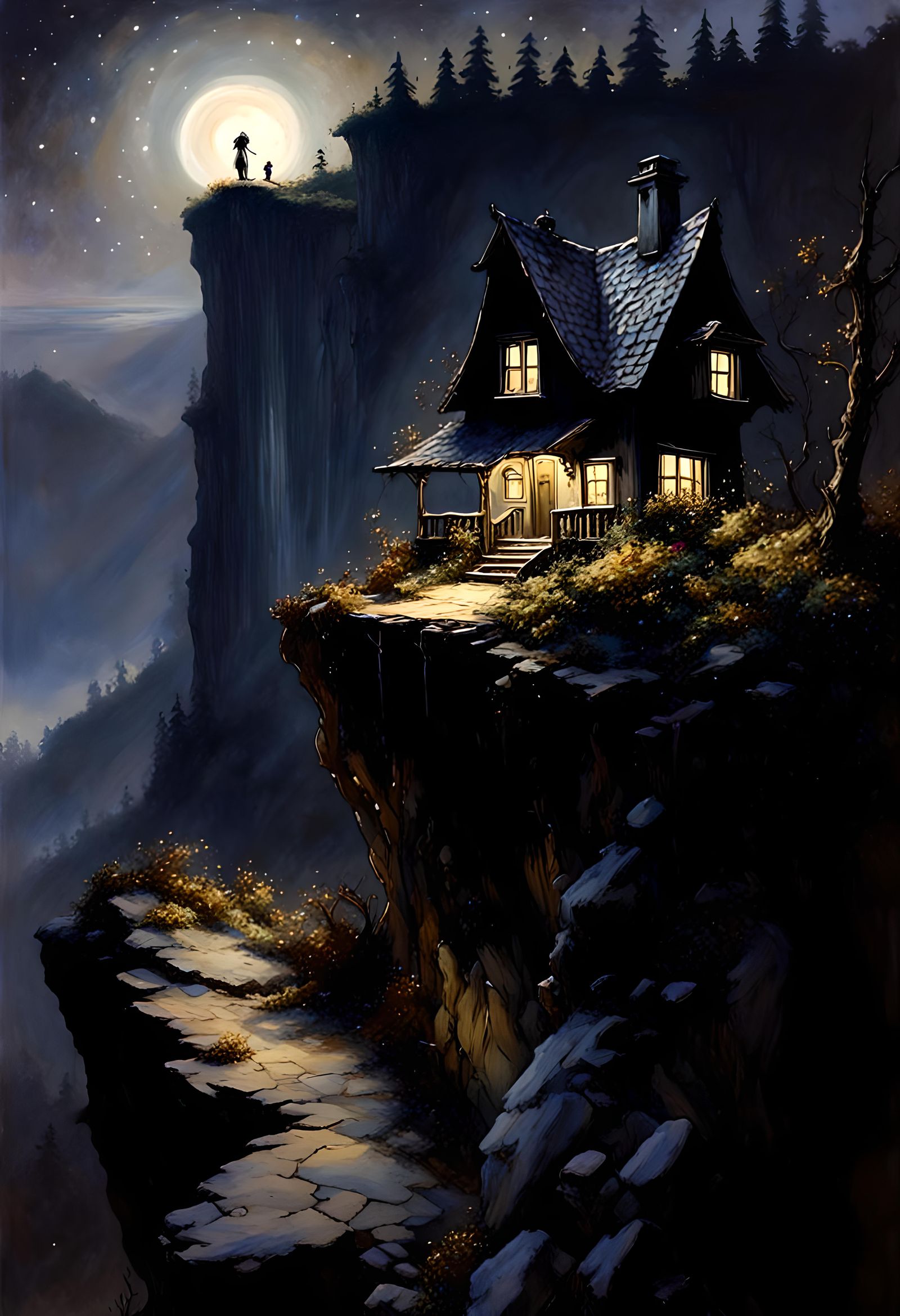 Fantasy fairy house on a high cliff