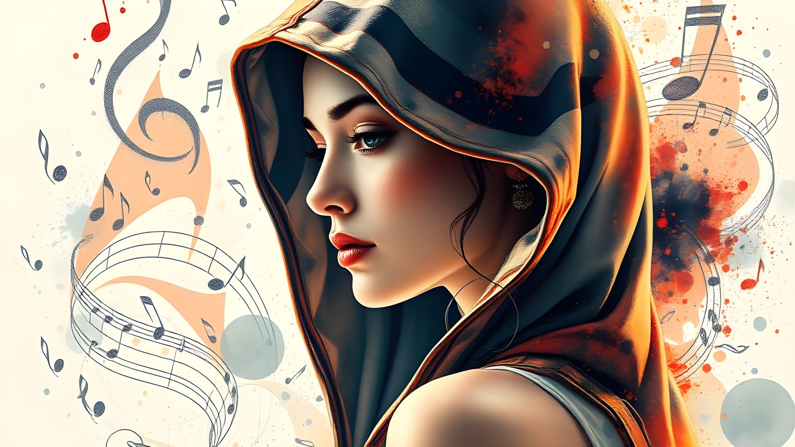 Electric Shadow Ballerina with Dissolving Music Notes