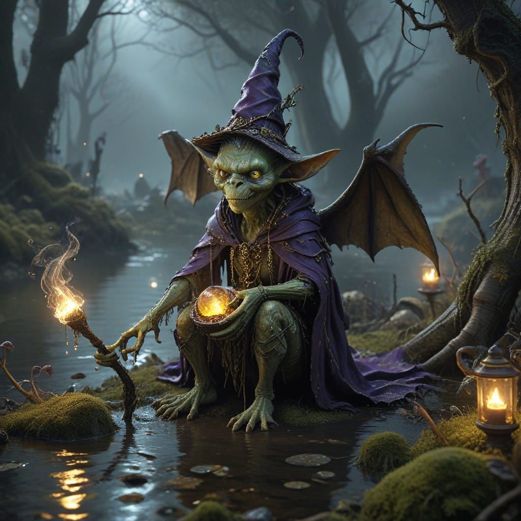 Surreal Hyperrealistic Image of a Witch Kingdom at Twilight